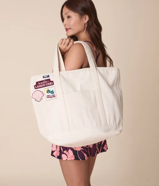 Andie X Lands' End Canvas Beach Tote - Canvas - Natural