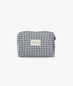 Mini Elsie Travel Case Zip Pouch Bag - Black Gingham - Kayu