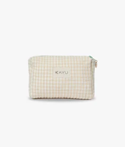 Mini Elsie Travel Case Zip Pouch Bag - Beige Gingham - Kayu