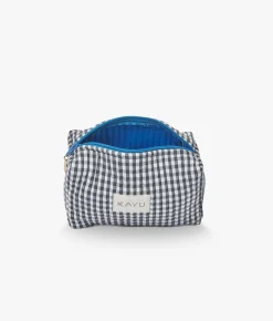 Mini Elsie Travel Case Zip Pouch Bag - Black Gingham - Kayu