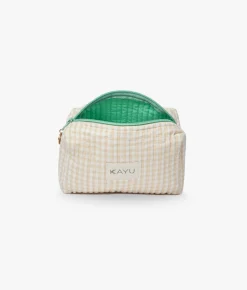 Mini Elsie Travel Case Zip Pouch Bag - Beige Gingham - Kayu