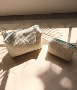 Mini Elsie Travel Case Zip Pouch Bag - Beige Gingham - Kayu