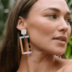 Neutral Colorblock Earrings - Sunshine Tienda