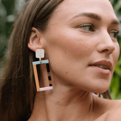 Neutral Colorblock Earrings - Sunshine Tienda
