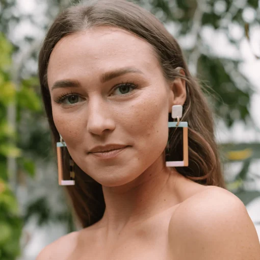 Neutral Colorblock Earrings - Sunshine Tienda