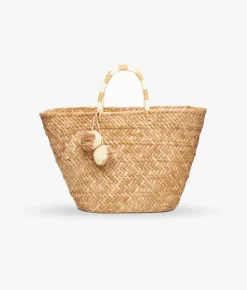 Oversized St Tropez Pom Pom Tote - Natural - Kayu