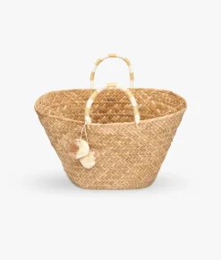 Oversized St Tropez Pom Pom Tote - Natural - Kayu