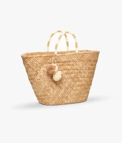 Oversized St Tropez Pom Pom Tote - Natural - Kayu