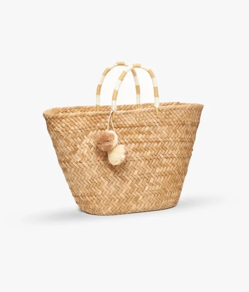 Oversized St Tropez Pom Pom Tote - Natural - Kayu