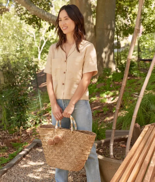 Oversized St Tropez Pom Pom Tote - Natural - Kayu