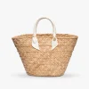 Rosie Woven Straw Ribbon Handle Tote - Ivory - Kayu