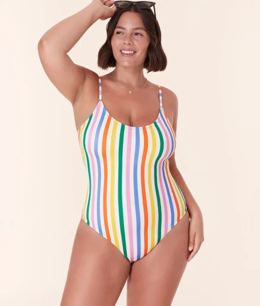 The Amalfi One Piece - Eco Nylon - Rainbow Stripe - Classic