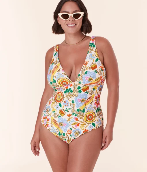 The Augustine One Piece - Eco Nylon - Bird Floral - Classic
