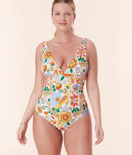 The Augustine One Piece - Eco Nylon - Bird Floral - Classic