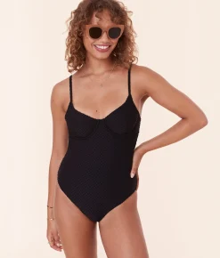 The Bermuda One Piece - Terry Dot - Black - Classic