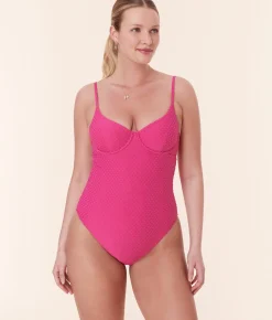 The Bermuda One Piece - Terry Dot - Cerise - Classic