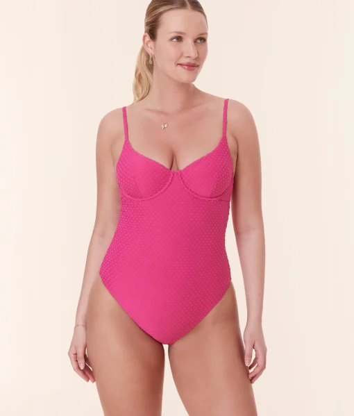 The Bermuda One Piece - Terry Dot - Cerise - Classic