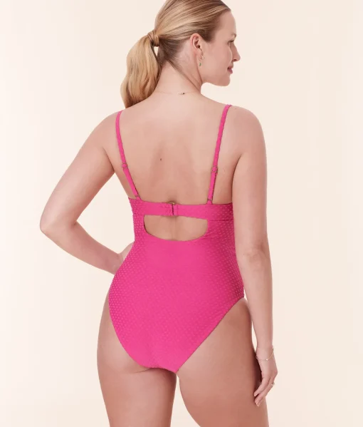 The Bermuda One Piece - Terry Dot - Cerise - Classic