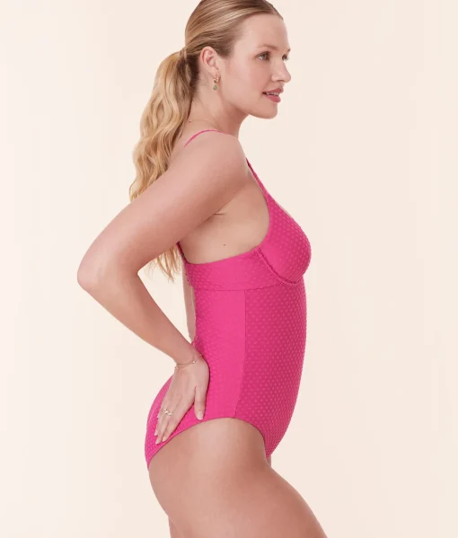 The Bermuda One Piece - Terry Dot - Cerise - Classic