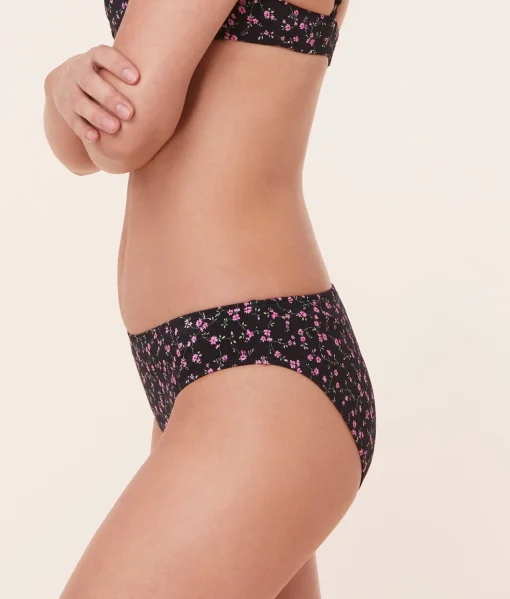 The Classic Bikini Bottom - Satin - Black Ditsy Bloom