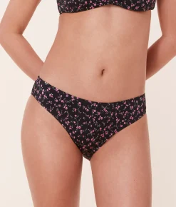 The Classic Bikini Bottom - Satin - Black Ditsy Bloom