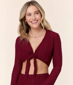 The Crete Jacket - Scallop Crochet - Syrah