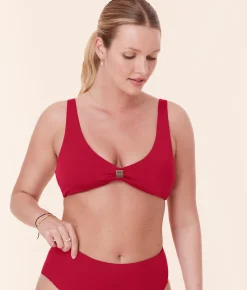 The Dalia Bikini Top - Eco Nylon - Garnet
