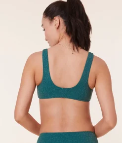 The Delray Bikini Top - Lurex Rib - Ceramic