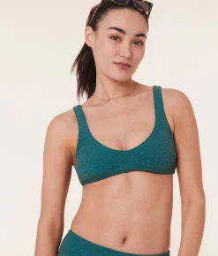 The Delray Bikini Top - Lurex Rib - Ceramic