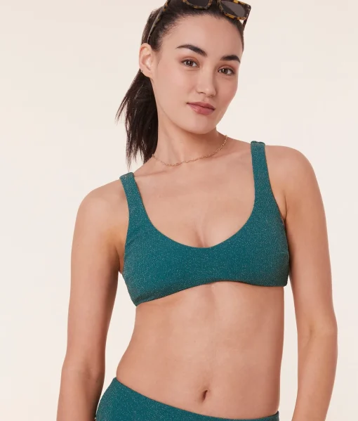 The Delray Bikini Top - Lurex Rib - Ceramic
