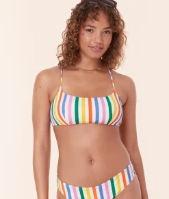 The Fiji Bikini Top - Eco Nylon - Rainbow Stripe