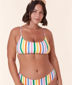 The Fiji Bikini Top - Eco Nylon - Rainbow Stripe