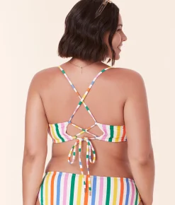 The Fiji Bikini Top - Eco Nylon - Rainbow Stripe