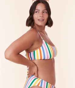 The Fiji Bikini Top - Eco Nylon - Rainbow Stripe