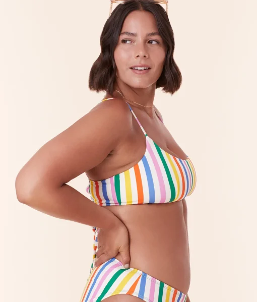 The Fiji Bikini Top - Eco Nylon - Rainbow Stripe
