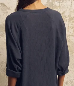 The Handloom Terra Shirt Dress - Navy