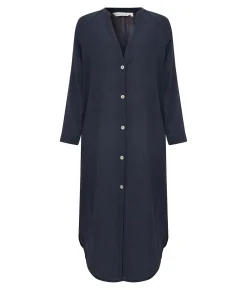 The Handloom Terra Shirt Dress - Navy