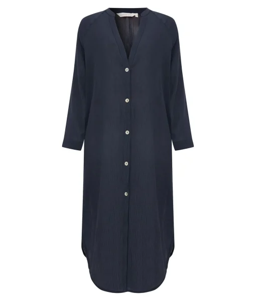 The Handloom Terra Shirt Dress - Navy