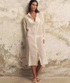 The Handloom Voyage Shirt Dress - White Stripes
