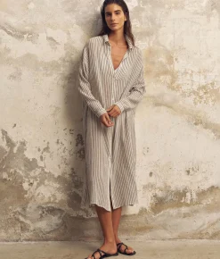 The Handloom Voyage Shirt Dress - Black Stripes