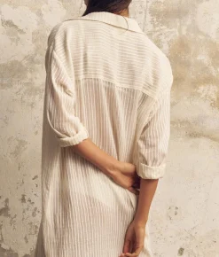 The Handloom Voyage Shirt Dress - White Stripes