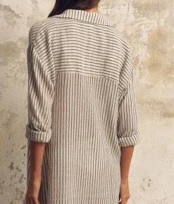 The Handloom Voyage Shirt Dress - Black Stripes