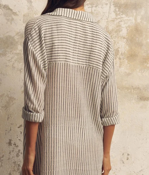 The Handloom Voyage Shirt Dress - Black Stripes
