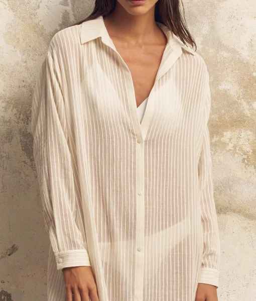 The Handloom Voyage Shirt Dress - White Stripes