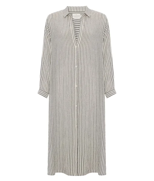 The Handloom Voyage Shirt Dress - Black Stripes