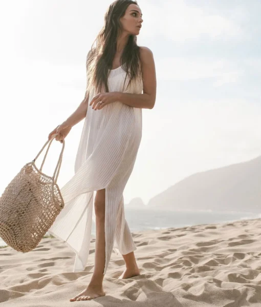 The Handloom Yaz Dress - White Stripes