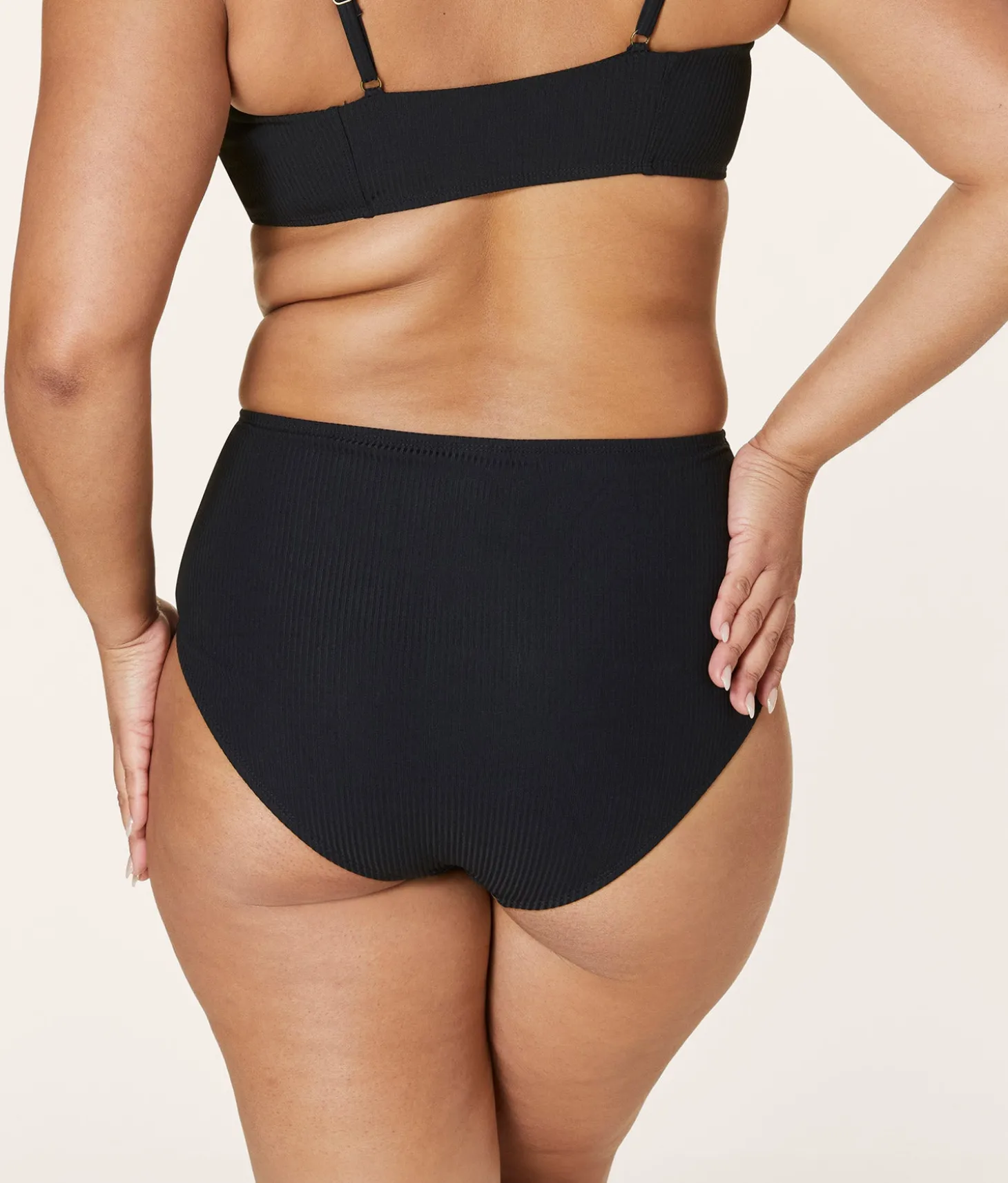 The High Waist Bikini Bottom - Eco Ribbed - Black
