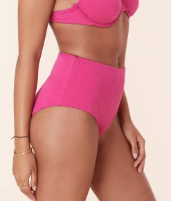 The High Waist Bikini Bottom - Terry Dot - Cerise