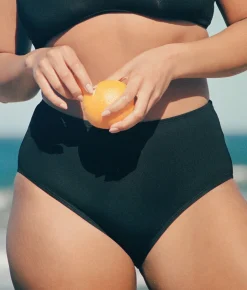The High Waist Bikini Bottom - Eco Nylon - Black