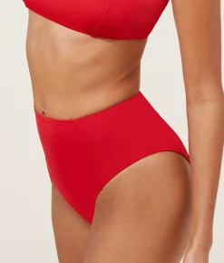 The High Waist Cheeky Bikini Bottom - Eco Nylon - Cherry Red